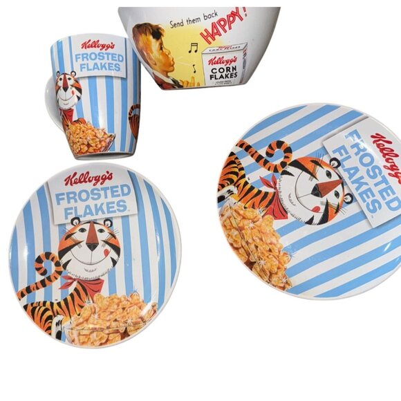 Kelloggs Frosted Flakes Ceramic Plate,Bowl & Mug Set Featuring Tony The Tiger - Picture 1 of 12